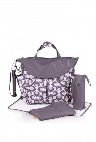 okiedog SUMO 34002 Wickeltasche/Wickelrucksack inkl. Zubehör DAMASK, weiß/grau
