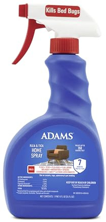 ADAMS Flea & Tick Home Spray for Indoor House Treatment, Kills Bed Bugs, Fleas, & Ticks, for Carpet, Furniture & Pet Bedding, Controls Fleas, Ticks, Bed Bugs, Cockroaches, Spiders & Mosquitoes, 24 oz