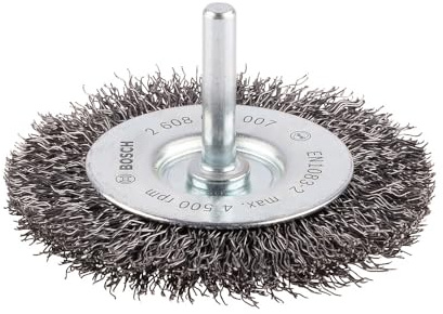 Bosch 1x PRO Steel Longlife Scheibenbürste, gewellter Draht für 6‑mm-Zylinderschaft und Bohrer (Ø 75 mm, Professional Zubehör Bohrmaschine/Schrauber)
