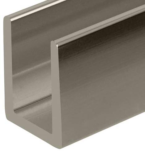 CRL Polished Nickel Frameless Shower Door Aluminum Deep U-Channel for 3/8 Thick Glass - 95 in long