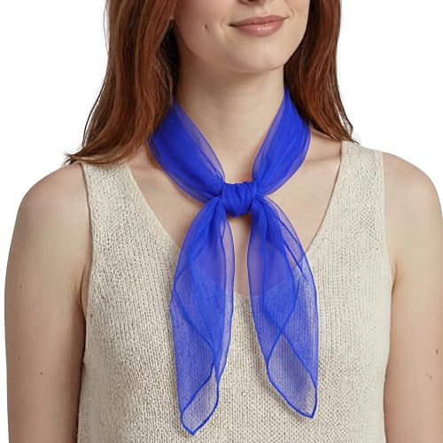 Basic Sense Square Chiffon Scarf Bandana for Women, Head Scarf Hair Wrap | Crisp organza-feel chiffon holds its shape when tied. Bandana, head scarf, neck scarf or hair wrap. Sheer 63x63cm