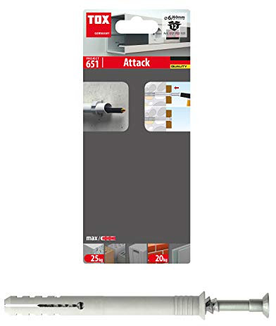 TOX 017702101 Taco Clavo Attack, Gris, 6x40 mm, Set de 4 Piezas