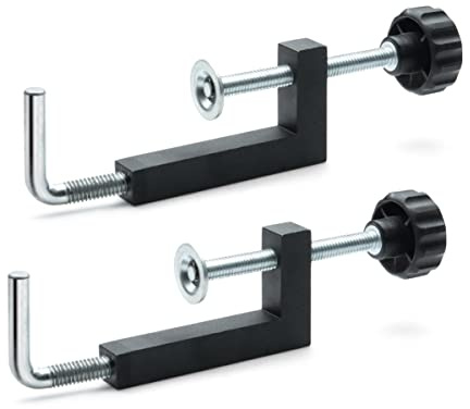 POWERTEC Universal Fence Clamps for Woodworking, Compatible with Table Saw, Miter Saw, Router Table, Drill Press Table, Clamping Square, Woodworking Clamps with 3/8 Rod - 2PCs (71004)