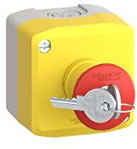 Schneider Electric - Harmony XAL - boite jaune arrêt urgen rouge - pouss tourn à clé - 1F+2O - Ø40 - XALK188G