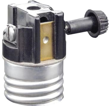 Leviton Electrolier 1-Circuit Lamp Holder, 250 W, Incandescent, Medium, Phenolic Body, Aluminum Shell, Contractor Pack, 10083-M, Black