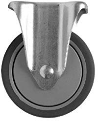 Shepherd Hardware 5 TPR Rubber Caster Wheel with Rigid Plate – Non-Marking Heavy Duty Industrial Caster for Furniture, Carts & Equipment – 350 lb Capacity, Gray/Chrome