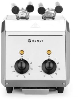 HENDI Sandwichtoaster, Sandwich, Gehäuse aus Edelstahl, Timer mit Alarm, einstellbarr auf maximal 8 Minuten, Abnehmbares Krümelfach, 230V, 1200W, 200x300x(H)223mm, Edelstahl