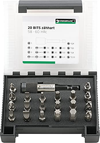 STAHLWILLE Nr. 1204/21-2 | Bit-Set, 21-tlg. | 1/4“ Schnellwechsel-Bithalter, Kreuzschlitz- (PH), Schlitz- TORX-, INHEX und TORQ-SET Bits | Made in Germany