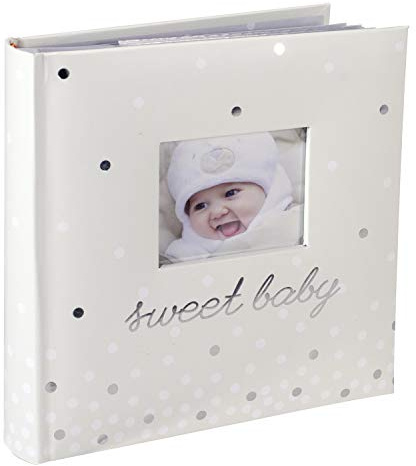 Malden International Designs Sweet Baby White Photo Opening Cover Photo Album, 160-4x6, White