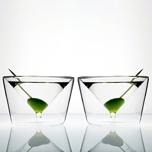 Charles and Marie | InsideOut-Collection | doppelwandige Design Martini- & Cocktailgläser | 2er-Geschenkset zur Hochzeit, Jubiläum, Silvester, Junggesellenabschied, James Bond Fans mehr Anlässen