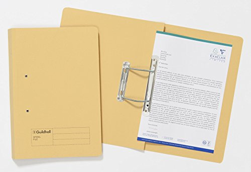 Exacompta - Ref 346-YLWZ - Guildhall - Document Spiral Files, 285gsm Medium Weight Spring Manilla, 355x250mm, Metal Spring Mechanism, Blue Angel Certified - Yellow, Pack of 25