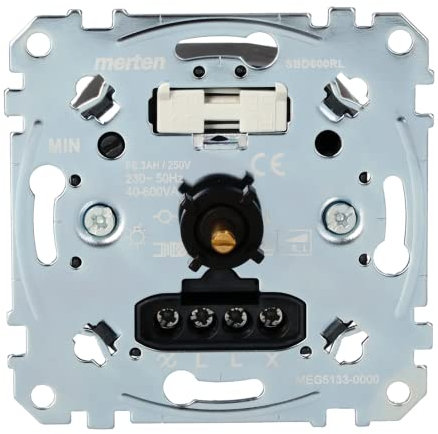 Merten MEG5133-0000 Dimmschalter,Unterputz Drehdimmer-Einsatz für induktive mir Druck-Wechselschalter Last für Trafos, Glühlampen, Halogenlampem 40 - 600 W/VA, Phasenanschnitt Silber