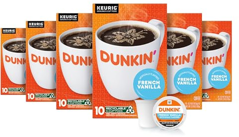 Dunkin' French Vanilla Flavored Coffee, 60 Keurig K-Cup Pods
