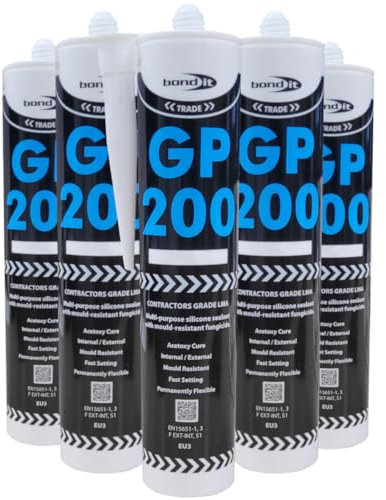 CLEAR (Translucent) Silicone Sealant Bond it GP200 mould resistant bathroom glazing sealant - Pack of 10