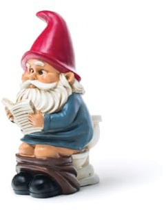 Funny Garden Gnome on a Throne, Durable Ceramic Statue Decoration, Weather-Proof Outdoor Gnomes for Yard Lawn Garden Decor, Housewarming Gag Gift - 9.5 Tall