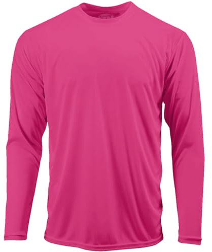 Joe's USA DRI-Equip Menâs Long Sleeve Moisture-Wicking Athletic Shirtt-3X-Large-Neon Pink