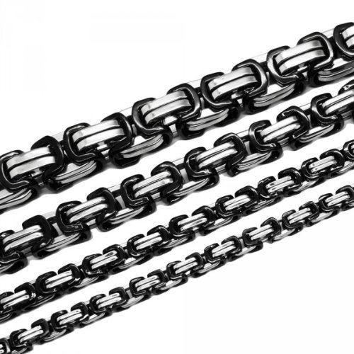 Soul-Cats Königskette Halskette Set Armband Edelstahl Gold Silber schwarz Lange Kette cm, Größe: 12 mm;Farbe: Schwarz;Auswahl: Kette 60 cm