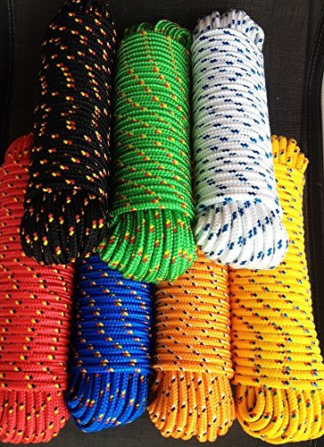 Polypropylen Seil, Polypropylenseil 4-16 mm,Bootsleine,Ankerleine,Festmacher,Allzweckseil,Bootsseil,Seil,Leine,Reepschnur,Reepseil,Schnur,Band,Tauwerk,Tau (Weiß mit Blauer Markierung, 6 mm)