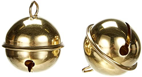 Rayher Hobby Rayher Metallglöckchen, kugelförmig, 35 mm ø, gold, Beutel 2 Stück, Schellen, Weihnachtsglöckchen, Deko Glöckchen gold, Glöckchen zum Basteln, 2503506