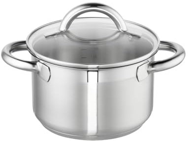 Schulte-Ufer Bratentopf Loop, 16cm, ca. 1,4 l, mit Glasdeckel, 18/10 Stahl