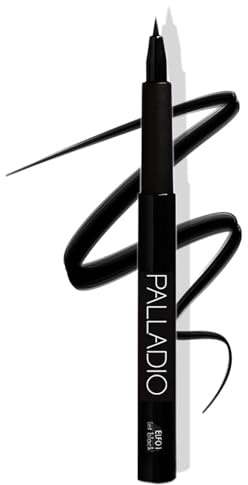 Palladio Felt-Tip Eyeliner Ultra Fine Liner, Creates Thin Precise Lines, Quick Drying, Waterproof, Rich Pigment, Long Lasting Application, Mess Free, Smooth, All Day Wear, Intense Jet Black Color