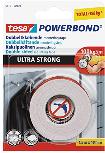 Tesa, schiuma doppio nastro adesiva, aderenza forte, 1,5 m x 19 mm