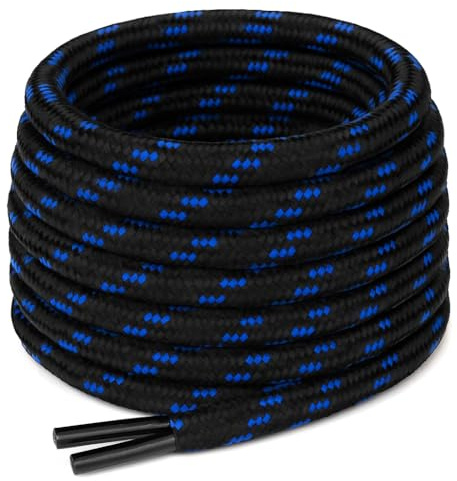 Black & Blue Shoelaces - 140cm / 55” Long Heavy Duty Hard Wearing Durable Boot Laces for Work, Steel Toe Cap, Walking & Hiking Boots