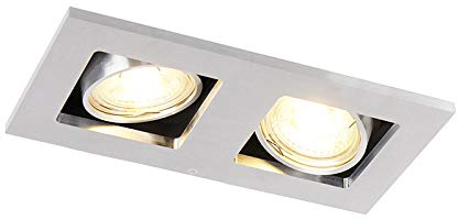 Qazqa qure - Faretto da incasso Moderno - 2 luce - L 190 mm - Acciaio - Moderno - Soggiorno I Camera da letto I Sala da Pranzo I Cucina