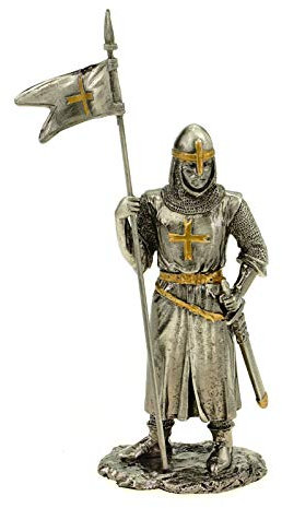 Vogler Zinnritter Zinnritter stehend mit Fahne 10 cm Figur Templer Deko Knight
