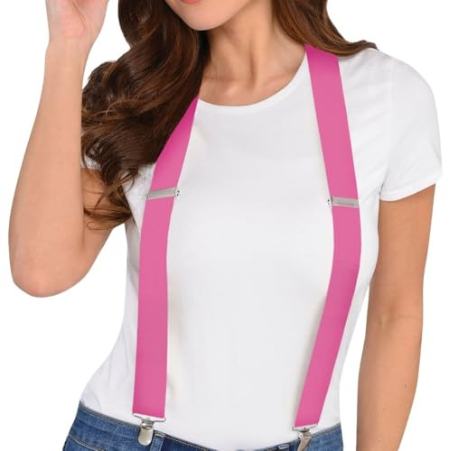Pink Nylon Spandex Suspender - One Size Fits All (Pack Of 1) - Perfect For Parties & Everyday Use