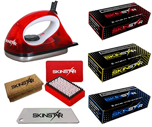 Skin Star Starter de ski de cire de cire, fer de cire brosse Hydro Carbon 7 pièces