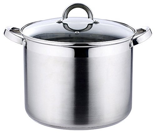 RENBERG Alexander | Pentola da Cucina Alta 30x23 cm e 15 L con Coperchio in Vetro | Acciaio Inox | Batteria da Cucina | Base Incapsulata a 5 Strati