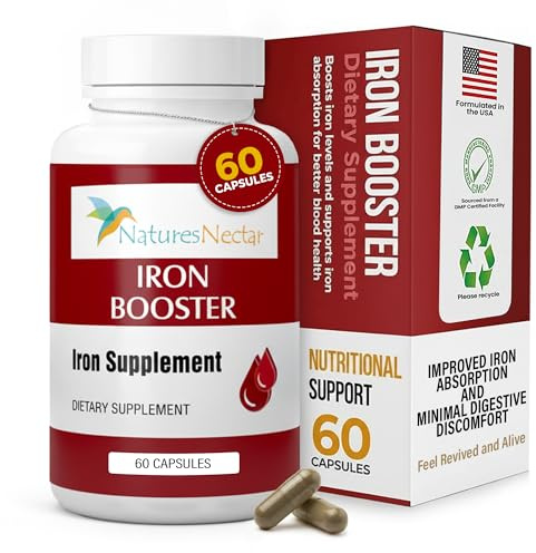 Nature's Nectar Blood Builder Iron Supplement for Men & Women - 60 Capsules