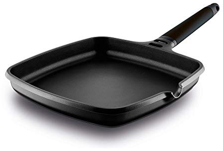 CASTEY - Grill Asador de Inducción, Modelo 4-IP27, Color Negro, Mango Desmontable, Sartén Antiadherente de Aluminio, Distribución Homogénea del Calor, Medidas 27,8 x 47 x 5,9 cm