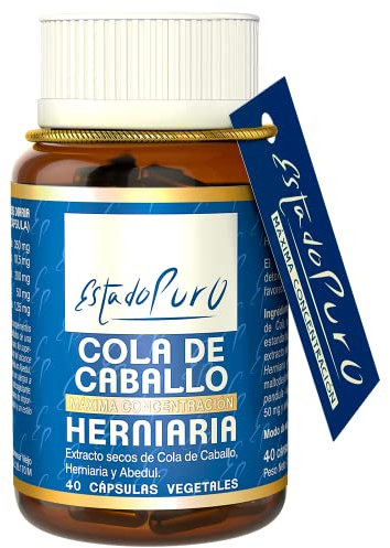Cola de Caballo Estado Puro - Con Abedul y Herniaria (Rompepiedras) | Rico en Flavonoides | Efecto Diurético y Remineralizante | 40 Cápsulas Vegetales de Tong-il