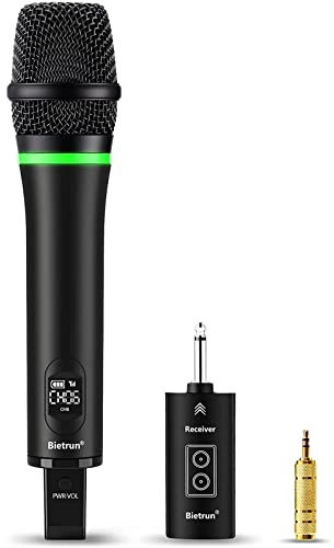 Bietrun UHF drahtlos Karaoke Mikrofon wiederaufladbar 50M kabellos Funkmikrofon 6,35mm Empfänger mit Bluetooth dynamische Metall Mikrofon für PA Karaoke Anlage PartyBox Verstärker Party Hochzeit Rede