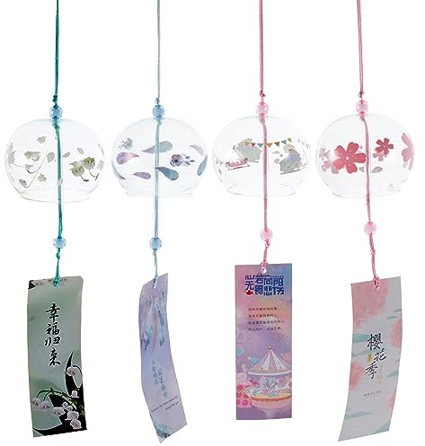 Didiseaon 4pcs Lily Valley Flower Ornaments Car Wind Chime Glass Wind Chime for Cat Interior Pendant Door Bell Pendant Home Decor