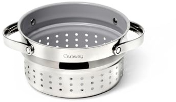 Caraway Steamer - Stainless Steel Steamer with Handles - Non Stick, Non Toxic Coating - Steam Veggies, Seafood, and More - Compatible With Our Dutch Oven or Sauce Pan - Small