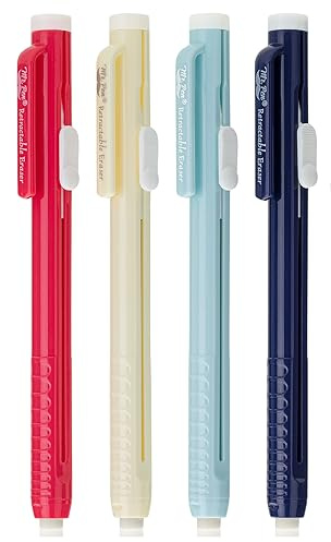 Mr. Pen- Retractable Mechanical Eraser Pens, 4 Pack, Vibrant Colors, Latex-Free Precision Pencil Erasers for Artists, Students, Drawing, Sketching & Drafting