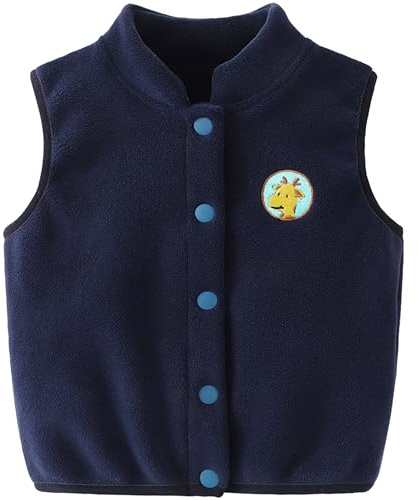 Gilet in Pile per Bebè Bambini Vello Polare Autunno Inverno Bambina Senza Maniche con Bottoni a Pressione Giacche Ragazzi Ragazze Caloroso Capispalla Cardigan Top con Motivo