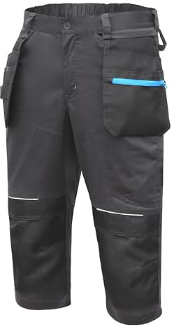 Högert Technik - WURNITZ Pantalon 3/4 élastique de Protection | Tissu sergé | Short avec Poches | Pantalon de Travail Court pour Homme | Short de Travail pour Homme | en ISO 13688, Gris, L
