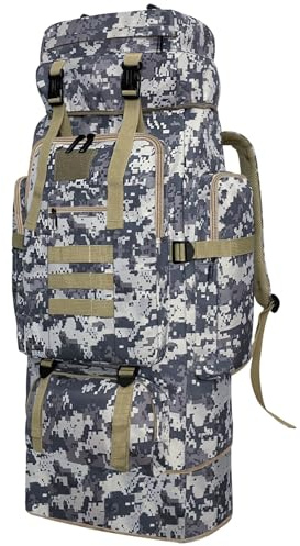 Vaupan Wanderrucksack, 100L großer Campingrucksack, erweiterbarer wasserdichter Molle-Rucksack, Outdoor-Sport-Reise-Tagesrucksack Militärischer taktischer Rucksack für Männer Frauen (City Camo)