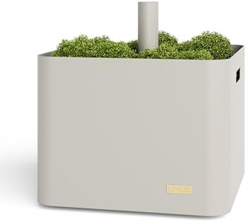 Livlig53 LIVLIG Sonnenschirmständer mit Rollen I 3in1 Schirmständer fahrbar, Beistelltisch & Pflanzgefäß, 100% Edelstahl, bis 41mm Durchmesser, Greige