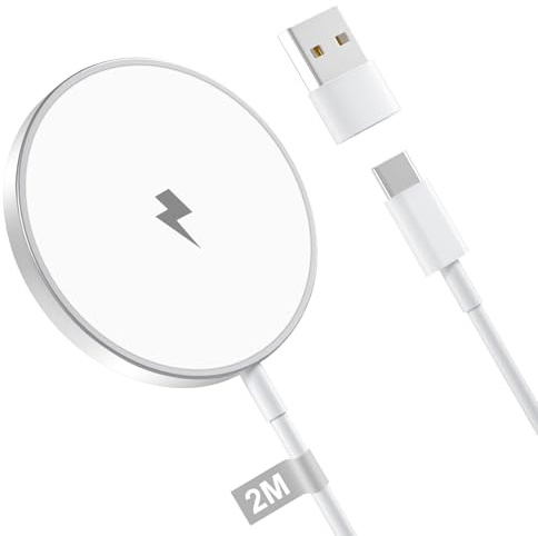 15W Mag-Safe Ladegerät iPhone Induktives Ladegerät, 2M Wireless Charger für i Phone 17/16/15/14/13/12/11/Pro Max/Mini/Plus, Induktive Ladestation iPhone Kabelloses Ladegerät