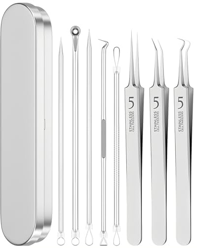 YOFDAL 8 Piezas Herramientas Para Eliminar Espinillas,Extractor Punto Negro Comedones Blackhead Remover Kit