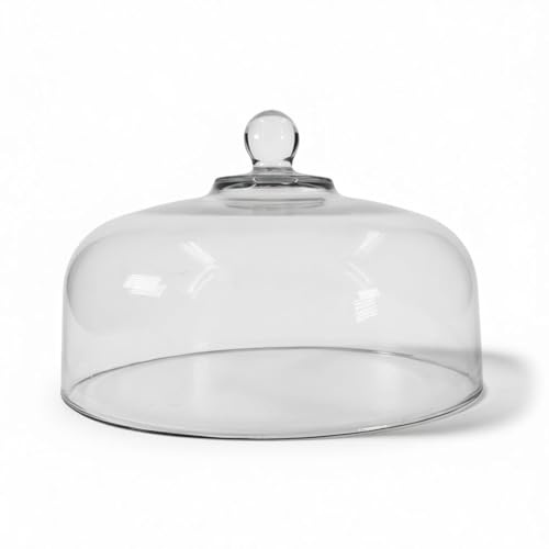 Chabrias Ltd Premium 28cm Heavy-Duty Glass Cake Dome 28cm/12 inch - Hand-Crafted Glass Cake Stand Cloche Cover – Made in USA – Cake Stand Lid for Cakes, Pastries & Cheese Boards & Desserts - Dome Only