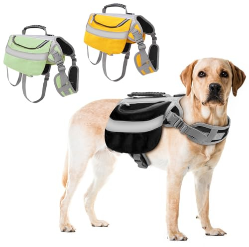 Dog Backpack Harness for Hiking, Ripstop Pet Saddle Bag with Reflective Trim, Adjustable Dog Travel Vest Backpack, Lightweight Camping Hiking Pack for Small Medium Large Breed
