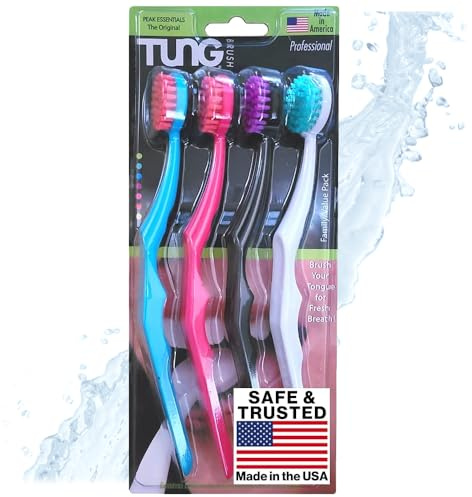 Tung Raspador de lengua de plástico, cepillo lingual, limpiador lingual para adultos, estropajo, plástico, combate el mal aliento y la halitosis | Eliminador de olores bucales, limpiador raspador