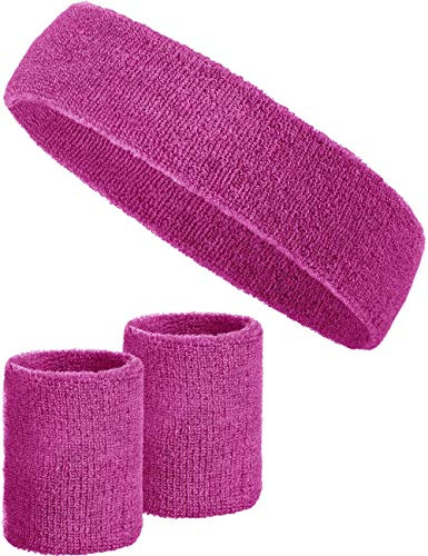 3-delat svettbandsset med 2X svettband för handleder + 1x pannband för kvinnor och män