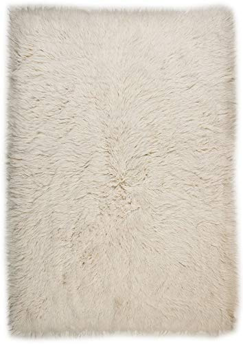 Theko | Flokati Teppich aus 100% Schurwolle nachhaltiger Teppich FLOKOS 2450 | handgewebt | Farbe: Natur | 60x90 cm